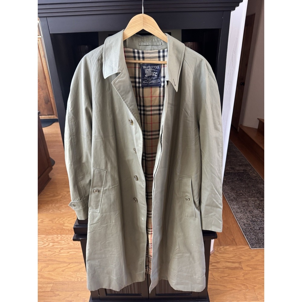 Vintage Burberry Trench Coat Size 52 Long Tan Beige